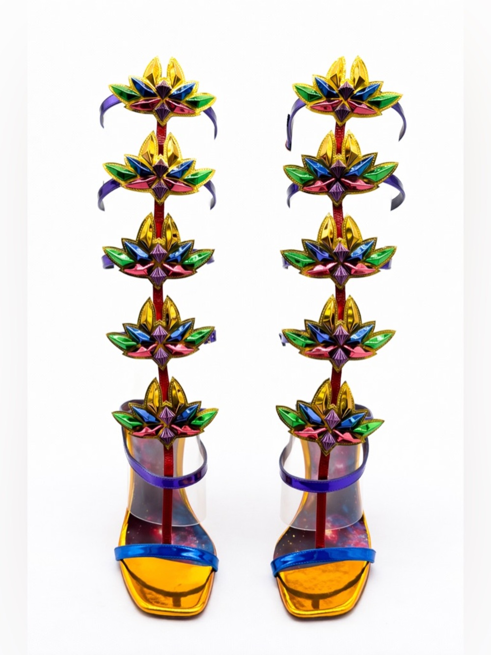 Christian Louboutin Marvel Sea Warrior Gladiator Knee High Sandal Metallic 40.5 - Picture 8 of 14
